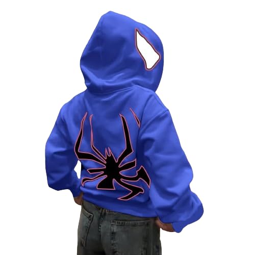 Herren Spinnen Print Kapuzenpullover Y2K Punk Dunkle Gotisch Halloween Jacke mit Reißverschluss Unisex Kapuzenpullover Hip-Hop-Retro 46 von Udbeksid