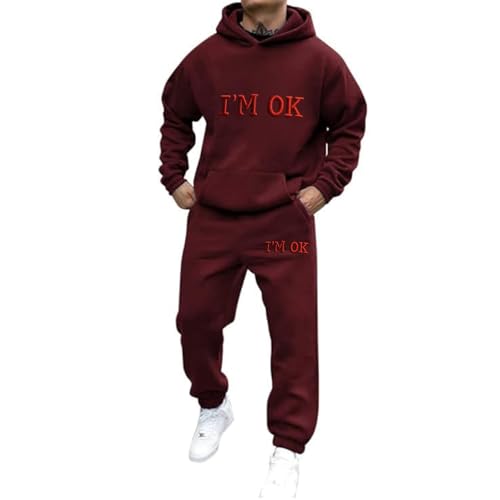 Udbeksid Jogginganzug Herren 2-teilig Hoodie und Jogginghose Männer Trainingsanzug Halloween Kostüm Oversize 2 Teilig Set Tracksuit Y2K Hoodie+Jogginghose Freizeitanzug Sportanzug Hooded Streetwear von Udbeksid