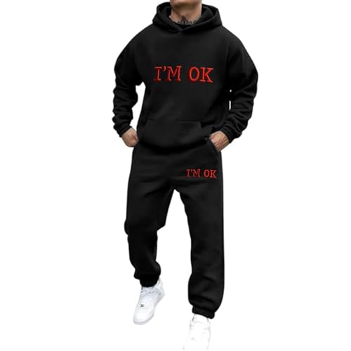 Udbeksid Jogginganzug Herren 2-teilig Hoodie und Jogginghose Männer Trainingsanzug Halloween Kostüm Oversize 2 Teilig Set Tracksuit Y2K Hoodie+Jogginghose Freizeitanzug Sportanzug Hooded Streetwear von Udbeksid