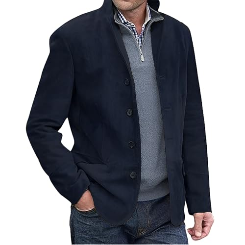 Udbeksid Lederjacke 2024 Trachtenjacke Sakko Jacke Herren Blazer Jacke Kunstleder Anzug Jacke Casual 4 Knöpfe Wildleder Sport Blazer Mantel mit Taschen von Udbeksid