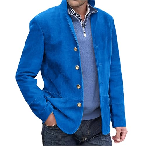 Udbeksid Lederjacke 2024 Trachtenjacke Sakko Jacke Herren Blazer Jacke Kunstleder Anzug Jacke Casual 4 Knöpfe Wildleder Sport Blazer Mantel mit Taschen von Udbeksid