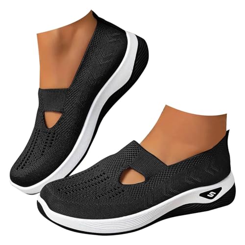 Udbeksid Orthopädische Schuhe Damen Sneaker, Schuhe ohne Schnürung für Handsfree Cushion Slip On rutschfeste Walkingschuhe Turnschuhe Leicht Bequeme Erhöhte Füße Sommer Gesundheitsschuhe Barfußschuhe von Udbeksid