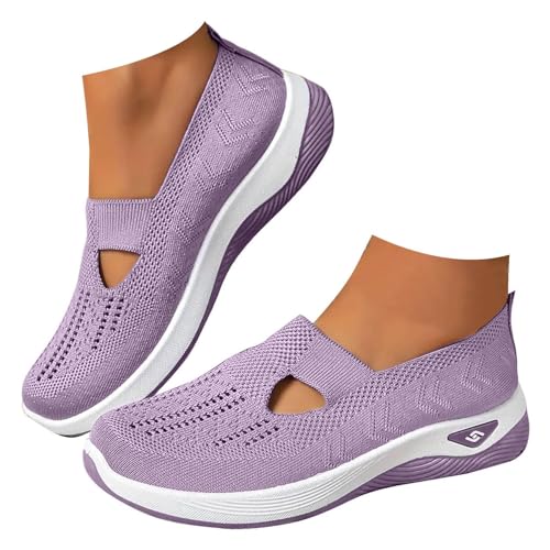 Udbeksid Orthopädische Schuhe Damen Sneaker, Schuhe ohne Schnürung für Handsfree Cushion Slip On rutschfeste Walkingschuhe Turnschuhe Leicht Bequeme Erhöhte Füße Sommer Gesundheitsschuhe Barfußschuhe von Udbeksid