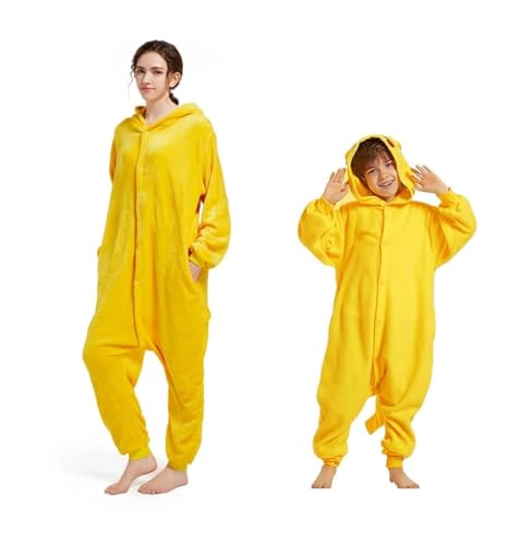 Udeki Adulte Kinder Karikatur Pyjama,Tier Kapuze Strampler Jumpsuit Fleece Schlafoverall Halloween Carnaval Motiven Thema Cosplay Kostüm von Udekit