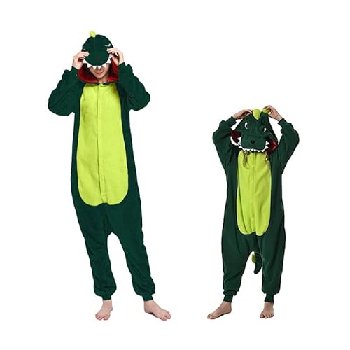 Udekit Erwachsene Kinder Weich Niedlicher Jumpsuit Dinosaurier Pyjama Einteiler Strampler Robe Halloween Party Carnival Cosplay Kostüm von Udekit