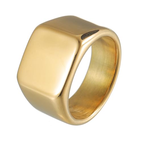 Udolfly Siegelring für Herren, Edelstahl, Pinky-Ring für Männer und Frauen, Silber/Schwarz/Gold, quadratisch, cooler Fingerring, Geschenk für Vater, Ehemann, 13, Metall, Kein Edelstein Udolfly Siegelring für Herren, Edelstahl, Pinky-Ring für Männer und Frauen, Silber/Schwarz/Gold, quadratisch, cooler Fingerring, Geschenk für Vater, Ehemann, 13, Metall, Kein Edelstein von Udolfly