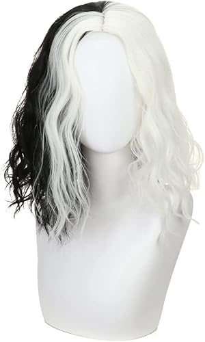 SEIZIS Wig Anime Cosplay Black and White Magic Female Libera cos Wig Speckle Dog Cruella European and Women Full Head Set Factories Wholesale von Uearlid