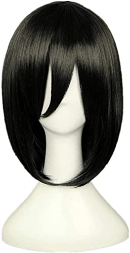 Uearlid Wig Anime Cosplay Angriff auf Titan Mikasa Ackerman Kurz Bob Schwarz Hitzebeständiger Cosplay Kostüm Perücke von Uearlid
