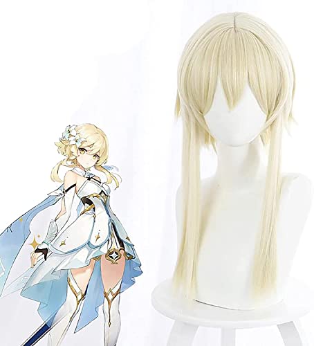 Uearlid Wig Anime Cosplay Anime Cosplay Perücken, Genshin Paper Lumine Cosplay Perücke for Halloween-Party-Requisiten-Accessoires mit freier Perücke-Kappe von Uearlid
