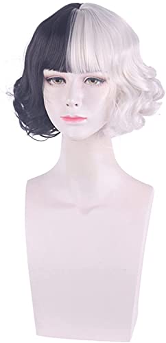 Uearlid Wig Anime Cosplay Cruella de Vil Cosplay Perücke for Halloween-Party-Requisiten-Accessoires mit kostenloser Perücke-Kappe von Uearlid
