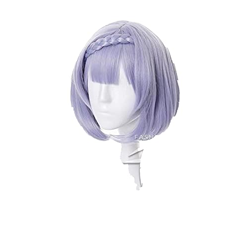 Uearlid Wig Anime Cosplay Genshin-Aufprall Noelle Cosplay 35cm Braid Perücke Kurzer Silber Purpurrote Perücke Cosplay Anime Perücken Hitzebeständige synthetische Perücken Halloween von Uearlid