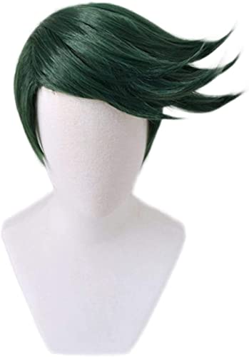 Uearlid Wig Anime Cosplay JoJo's Bizarre Adventure Rohan Kishibe Kurzer dunkelgrüner Stil Hitzebeständige synthetische Haar Halloween Party JoJo Cosplay Perücke von Uearlid