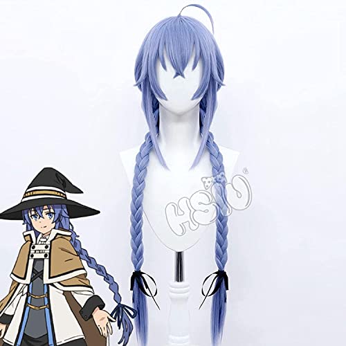 Uearlid Wig Anime Cosplay Roxy Migurdia Cosplay Perücke Anime Mushoku Tenseei standhafte Reinkarnatfiber Synthetische Perücke Light Indigo Doppelgeflecht Lange Haare von Uearlid