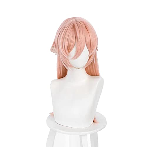 Uearlid Wig Anime Cosplay Spiel Genshin Wirkung Yan Fei Cosplay Perücke Yanfei Gradient Rosa Weiß 60cm Lange Hitzebeständige Synthetische Haare Frauen Rollenspiel von Uearlid