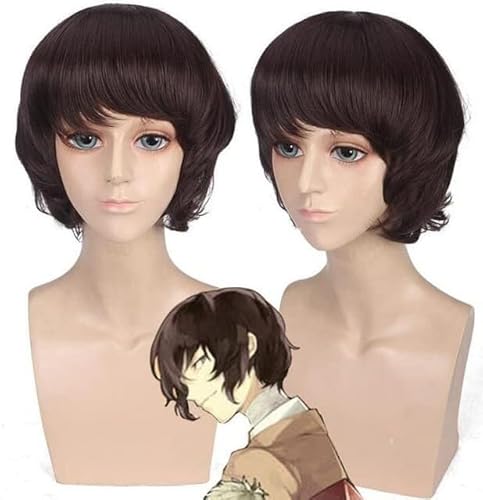 Wig Anime Cosplay Anime Bungo Streunende Hunde Ryuunosuke Akutagawa Cosplay Perücke Synthetische Haar Kurze Schwarz Weiß Mix Cosplay Kostüm Perücke + Kappe (Color : PL-622) von Uearlid