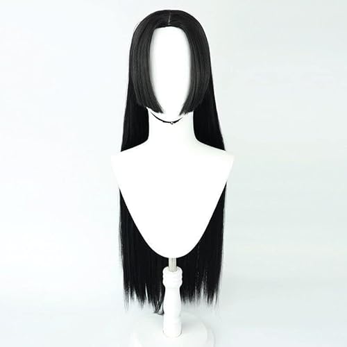 Wig Anime Cosplay Anime Cosplay Boa Hancock Perücken 100 cm schwarze lange Perücken hitzebeständiges Halloween-Kostüm + Perückenkappe von Uearlid