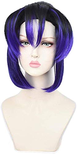 Wig Anime Cosplay Anime Cosplay Perücken Demon Slayer Kochou Shinobu Blau, lila und schwarz Mischfarbe Ponytail Perücke Cosplay Party Perücken+ Perücke Kappe Flüge von Uearlid
