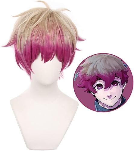 Wig Anime Cosplay Anime Cosplay Wig for Blue Lock Bachira Meguru Cosplay Wig Short Black Yellow Hair Wig + Wig Cap (Color : Alexis Ness) von Uearlid