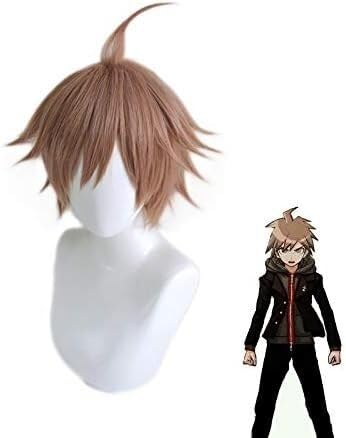 Wig Anime Cosplay Anime Danganronpa Naegi Makoto Kurze Perücke Cosplay Kostüm Dangan Ronpa Hitze Beständig Synthetische Haar Männer Perücken + Kappe von Uearlid