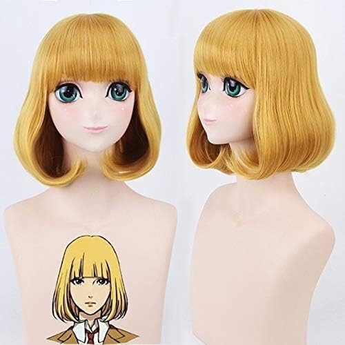 Wig Anime Cosplay Anime Gefängnis Schule Midorikawa Hana Cosplay Perücke Halloween Golden Blonde Kurze Bob Synthetische Haar Kangoku Gakuen Cosplay Perücken Gefängnis Schule PL-443 von Uearlid