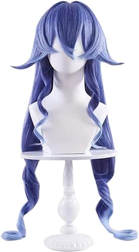 Wig Anime Cosplay Anime Genshin Impact Layla Cosplay Perücke, blaues langes lockiges hitzebeständiges Kunsthaar for Halloween-Kostümparty-Perücke + Kappe, Wig Anime Cosplay Anime Genshin Impact Layla Cosplay Perücke, blaues langes lockiges hitzebeständiges Kunsthaar for Halloween-Kostümparty-Perücke + Kappe, von Uearlid
