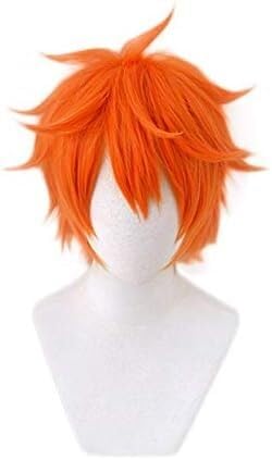 Wig Anime Cosplay Anime Haikyuu!! Hinata Syouyou Cosplay-Perücken, kurz, orange, flauschig, geschichtet, hitzebeständig, Kunsthaar, Perücken, Anime-Perücke + Perückenkappe von Uearlid