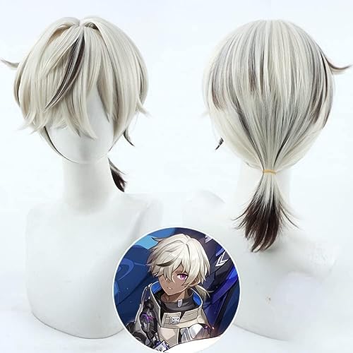 Wig Anime Cosplay Anime Honkai Star Rail Arlan Cosplay Perücke Beige Braun Gemischte kurze hitzebeständige synthetische Perücken for Halloween Party Rollenspiele + Perücke + Kappe von Uearlid