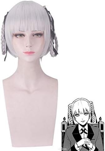 Wig Anime Cosplay Anime Kakegurui Compulsive Gambler Momobami Kirari Halloween Cosplay Kirari Momobami geflochtene silberne Perücken Einheitsgröße Kirari Momobami 403 von Uearlid