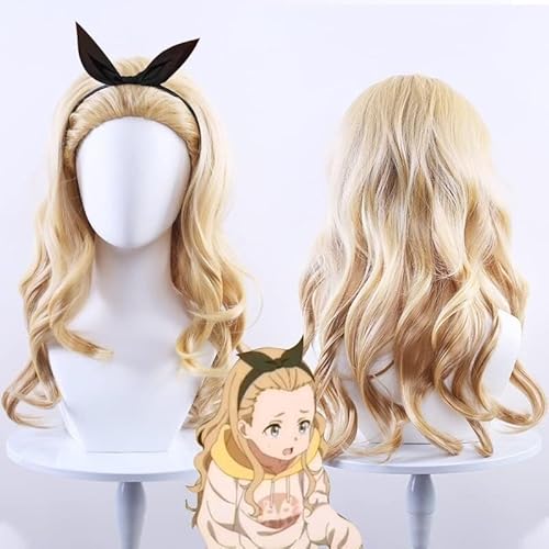 Wig Anime Cosplay Anime Lycoris Recoil Kurumi Cosplay Lange Blonde Lockige Hitzebeständige Haar Party Frauen Perücken + Perücke Kappe von Uearlid