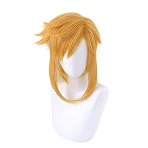 Wig Anime Cosplay Anime-Perücke The Legend of Zelda Breath of The Wild Cosplay-Link-Perücke, kurze Pferdeschwanz-Perücke, Kostüm-Halloween-Perücke, for Halloween, Kostümparty, Anime-Show, Cosplay-Aben von Uearlid
