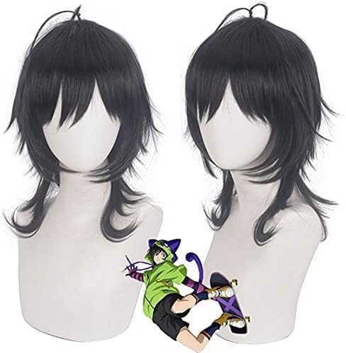 Wig Anime Cosplay Anime SK8 die Unendlichkeit Perücke Miya MIYA Schwarz Haar Cosplay Perücke Rolle Spielen Halloween Haar Synthetische + Perücke Kappe von Uearlid