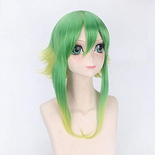 Wig Anime Cosplay Anime Vocaloid GUMI Megpoid Cosplay Perücke Hellgrün Synthetische Lange Haare Megpoid Cosplay Perücken + Kappe (Color : PL-274) von Uearlid