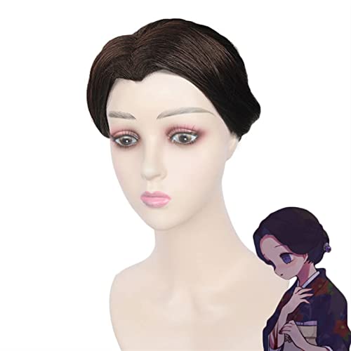 Wig Anime Cosplay Cosplay Accessoire Anime Demon Slayer: Kimetsu Nein Yaiba Cosplay Langes lockiges Haar Synthetische Perücke Gold Braun Gradient Rot Kurze Gerade Haar Perücke ( Color : Platinum Blond von Uearlid