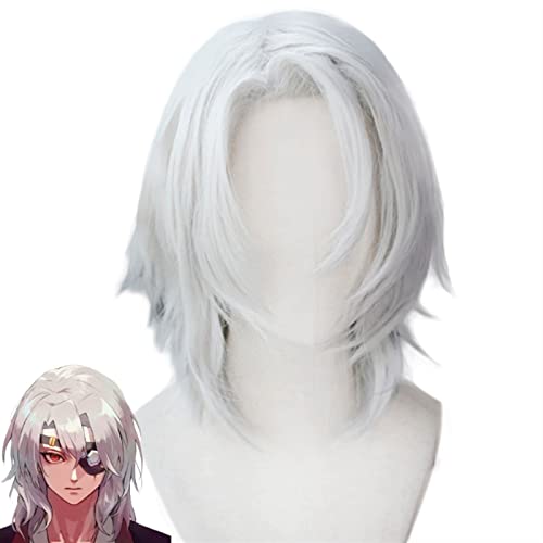 Wig Anime Cosplay Cosplay Accessoire Anime Demon Slayer: Kimetsu Nein Yaiba Cosplay Langes lockiges Haar Synthetische Perücke Gold Braun Gradient Rot Kurze Gerade Haar Perücke ( Color : Silver Grey , von Uearlid