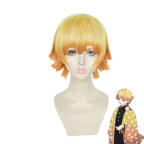 Wig Anime Cosplay Cosplay Accessoire Anime Demon Slayer: Kimetsu Nein Yaiba Cosplay Langes lockiges Haar Synthetische Perücke Gold Braun Gradient Rot Kurze Gerade Haar Perücke ( Color : Yellow , Size Wig Anime Cosplay Cosplay Accessoire Anime Demon Slayer: Kimetsu Nein Yaiba Cosplay Langes lockiges Haar Synthetische Perücke Gold Braun Gradient Rot Kurze Gerade Haar Perücke ( Color : Yellow , Size von Uearlid