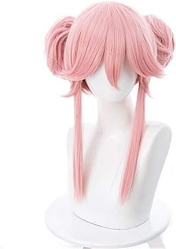 Wig Anime Cosplay EXTRA Tamamo No Mae Cosplay Wigs Long Pink Ponytails Curly Wig Heat Resistant Synthetic Hair Wig + Cap von Uearlid