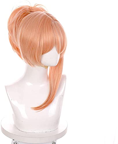 Wig Anime Cosplay Game Genshin Schlagscharstellung Yoimiya Cosplay orange Rosa Pferdeschwanzhaar Perücke Halloween cos Requisiten Hitzebeständigkeit synthetisch von Uearlid
