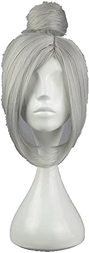 Wig Anime Cosplay Gefängnisschule Meiko Shiraki Kurzer Silbergrau mit Bun Hitzebeständige Cosplay Kostüm Perücke von Uearlid