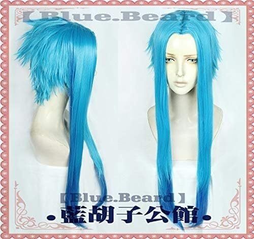 Wig Anime Cosplay Hexe Maya Perücke Himmelblau Kunsthaar Hitzebeständige Kopfbedeckung Halloween Perücke Cosplay + Gratis Perückenkappe von Uearlid