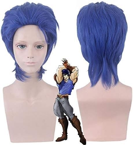 Wig Anime Cosplay Jonathan Joestar Cosplay Perücke Kunsthaar Blau Kurze Cosplay Perücken + Perückenkappe Jonathan Joestar Perücke PL-246 von Uearlid