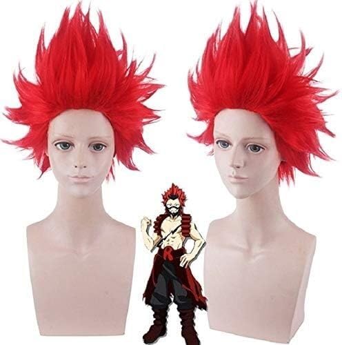 Wig Anime Cosplay Kirishima Eijiro Kurze rote Cosplay-Perücke, Kunsthaar, Eijiro-Cosplay-Perücken + Perückenkappe von Uearlid