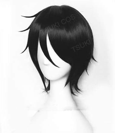 Wig Anime Cosplay Kuroshitsuji Black Butler Sebastian Michaelis Kurze schwarze hitzebeständige Anime-Cosplay-Perücke + Perückenkappe von Uearlid