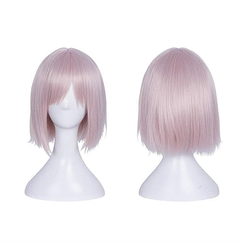 Wig Anime Cosplay Mash Kyrielight Cosplay Perücke for Frauen Kurze Glatte Haare Anime Spiel Hitzebeständige Synthetische Haar Cos Party Perücke + Perücke kappe von Uearlid