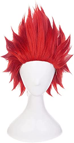 Wig Anime Cosplay My Boku No Hero Academia Eijirou Kirishima Eijiro Kurze Rote Hitzebeständige Cosplay-Perücke + Perückenkappe von Uearlid