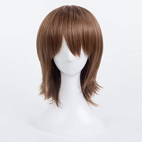 Wig Anime Cosplay Persona Goro Akechi Kurze Gerade Cosplay Perücke for Mann Unisex Anime Perücke Kostüm Party Braun Hitzebeständige Kunsthaar Perücke + + Kappe von Uearlid