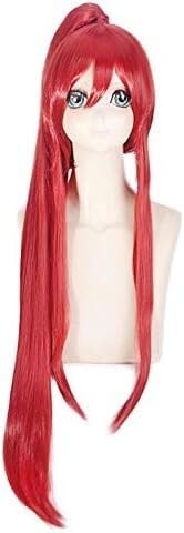 Wig Anime Cosplay Perücke for Anime Fairy Tail Erza Scarlet Lange weinrote Perücke Hitzebeständiger Pferdeschwanz Kunsthaar Cosplay Kostüme Halloween + Gratis Perückenkappe von Uearlid