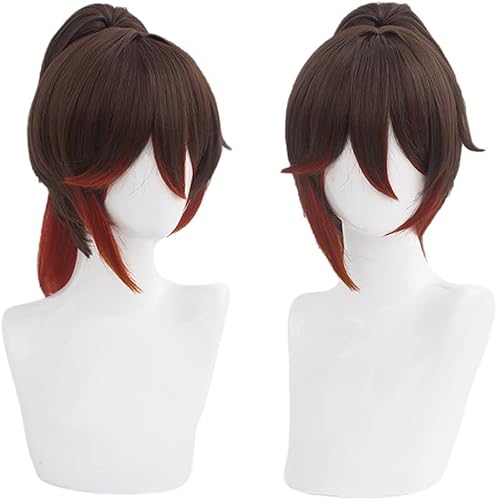 Wig Anime Cosplay Perücke for Honkai Star Rail Blade Cosplay Perücke Männer Anime Party Dunkelblau Braun Rot Synthetische Haar Mit Ahoge (Size : For Tingyun) von Uearlid