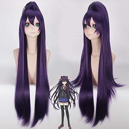 Wig Anime Cosplay Perücke for Perfekt for alltägliche Partys Date A Live Night Sword God Shixiang Cos Perücke dunkellila langes Haar + langer Pferdeschwanz von Uearlid