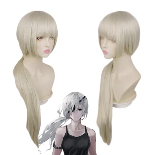 Wig Anime Cosplay Quanxi Cosplay Perücke Anime Halloween Party Haarperücke mit Pferdeschwanz for Männer Kettensäge + kostenlose Kappe von Uearlid