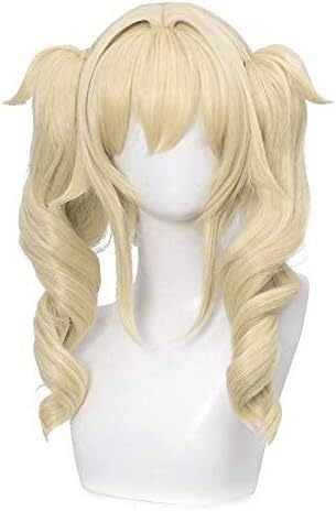 Wig Anime Cosplay Rote Pferdeschwanz-Perücke for Diluc Genshin Cosplay, lange lockige Anime-Party-Perücken + Perückenkappe (Size : Barbara) von Uearlid